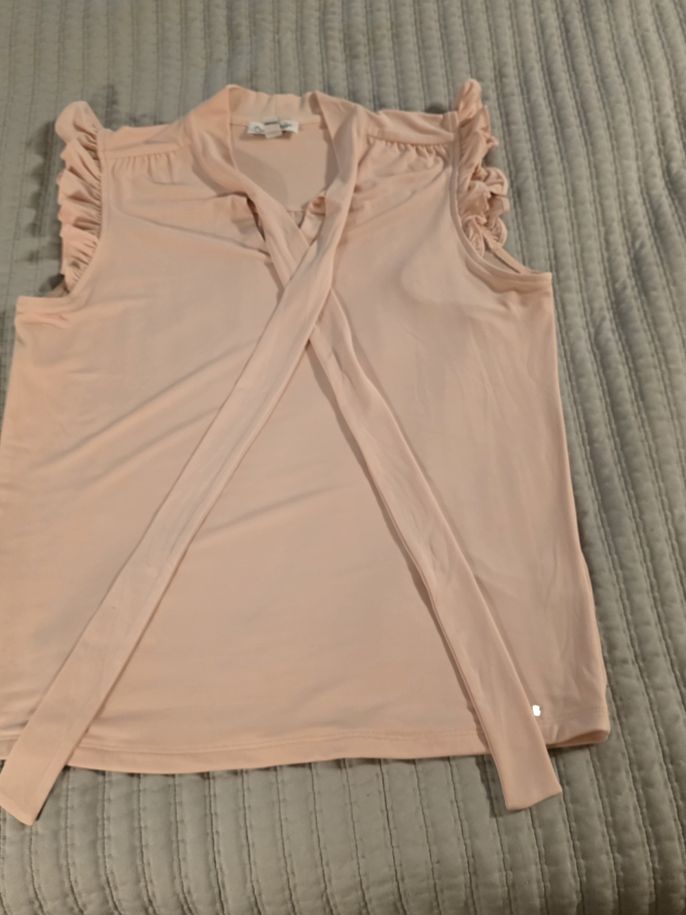 Calvin Klein Soft Blush Tie-Front Ruffle Tank